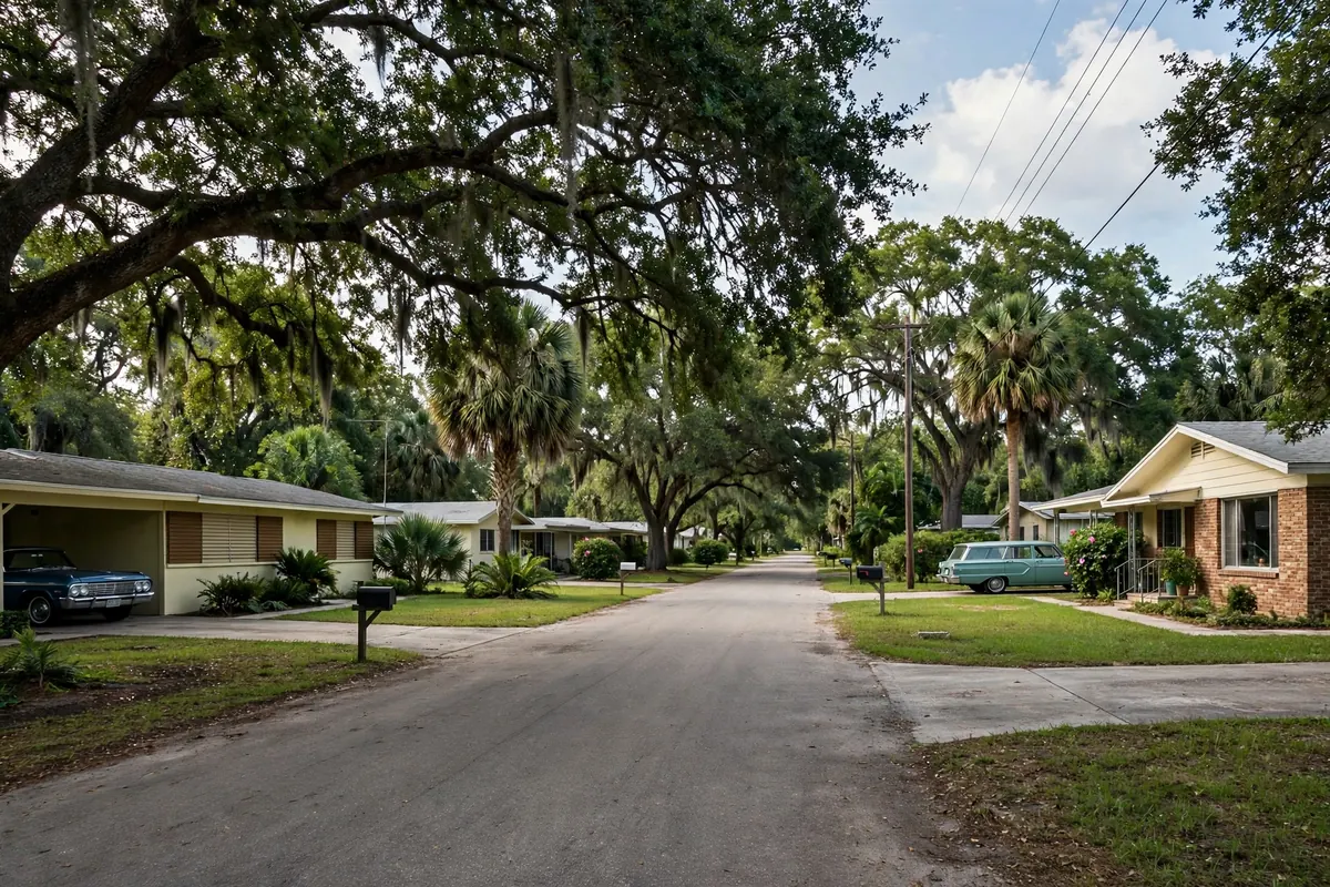 Oneco Florida neighborhood with ranch homes and manufactured housing near SR-70