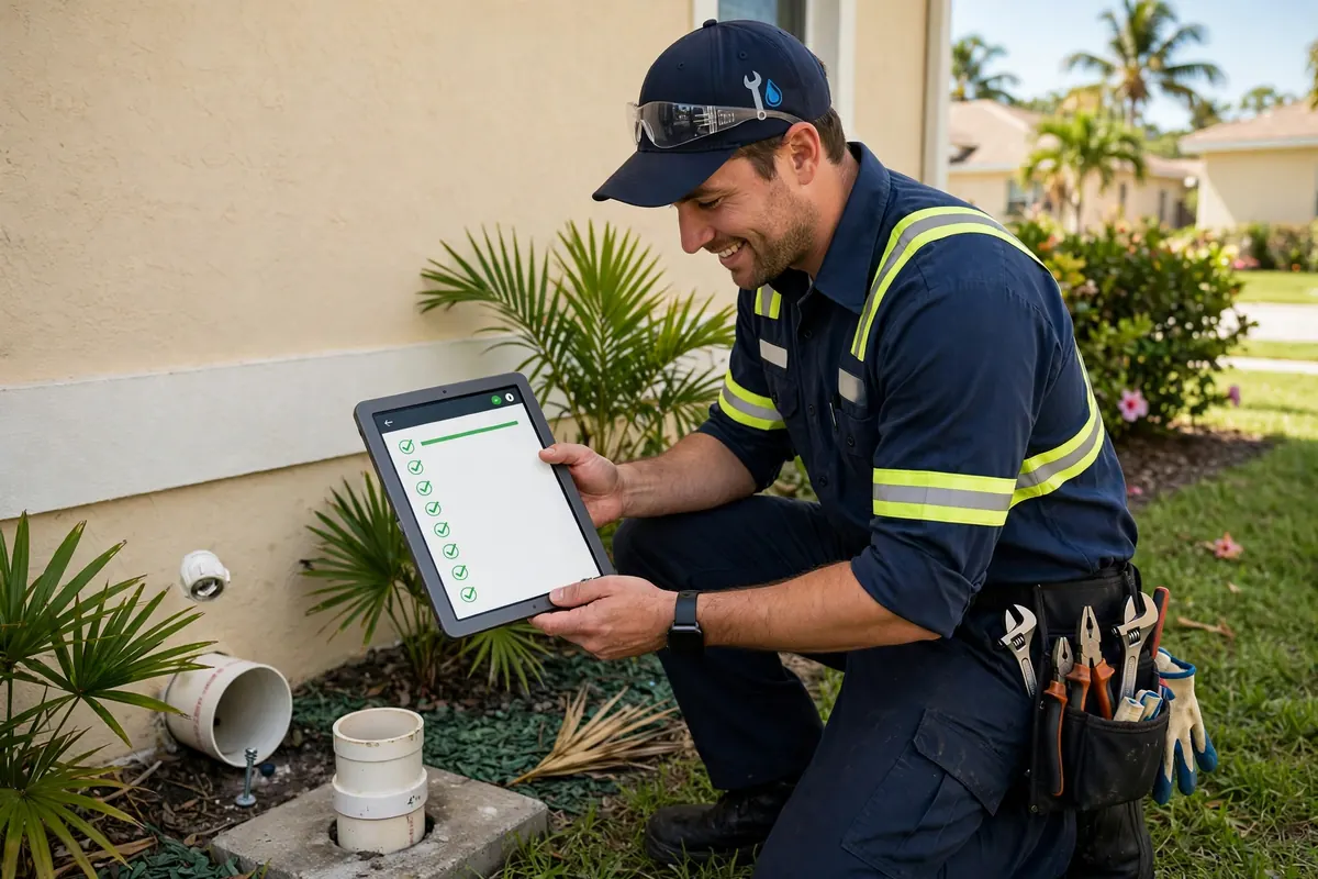 Scheduled preventive sewer maintenance with camera inspection at a Bradenton home